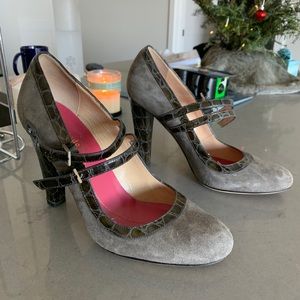 Kate Spade - Grey Suede & Croc Mary Janes Sz 8